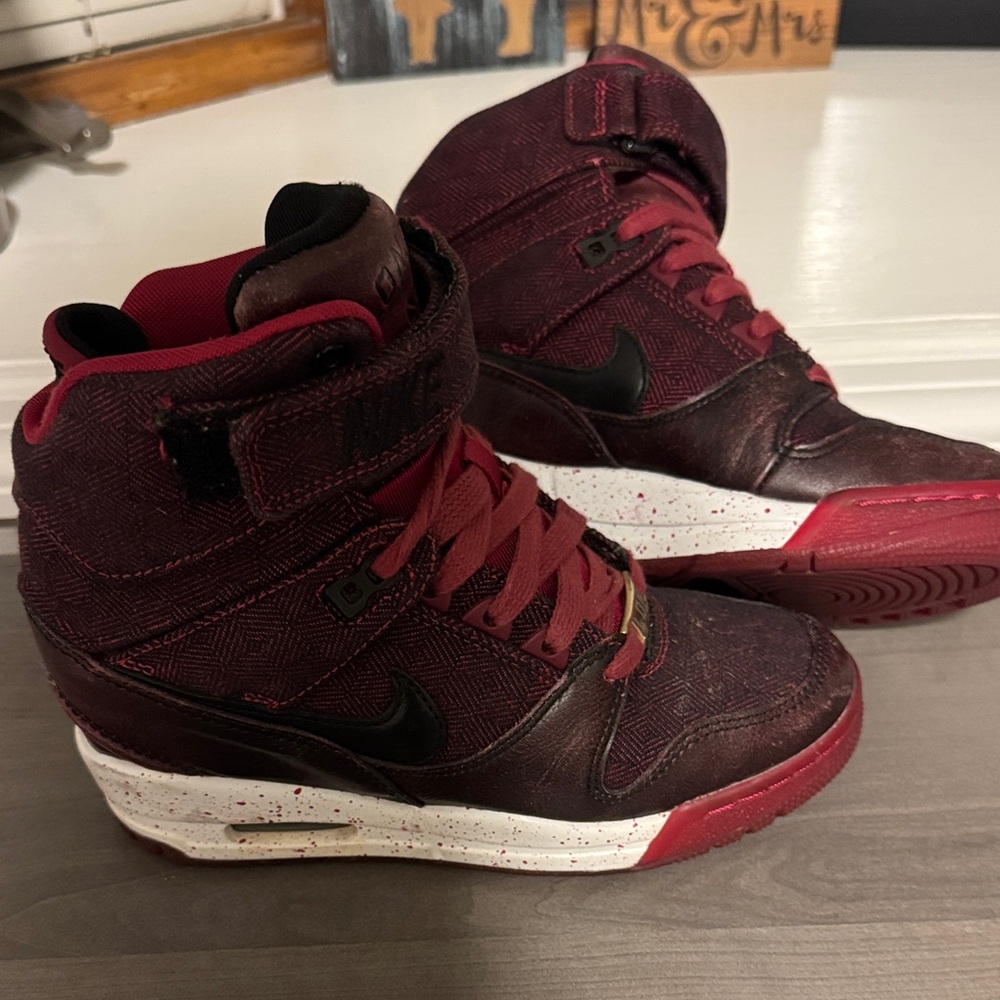 Nike Red/Black High-Top Wedge Sneakers